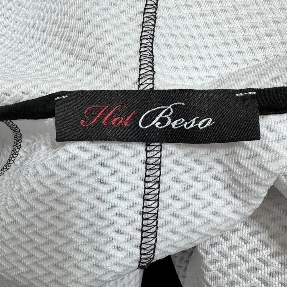 Hot Beso Hooded Zip Up Jacket White Black Women's Medium